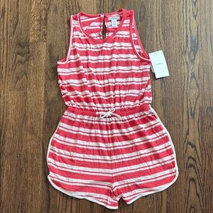 Nordstrom Striped Coral Kids Romper - Large (10/12) - NWT